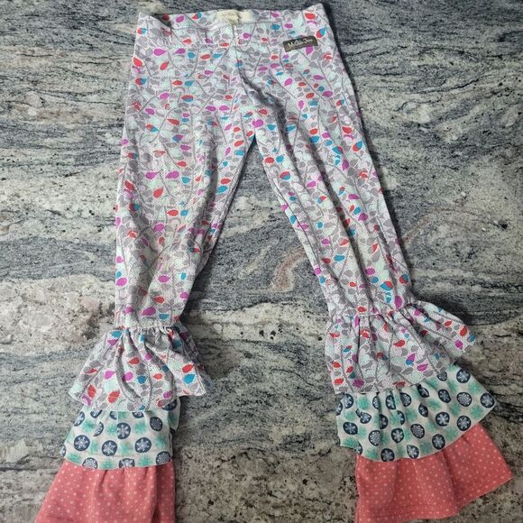 Matilda Jane Girls Ruffle Leggings Size 2/4 Floral Print Colorful - Picture 1 of 3